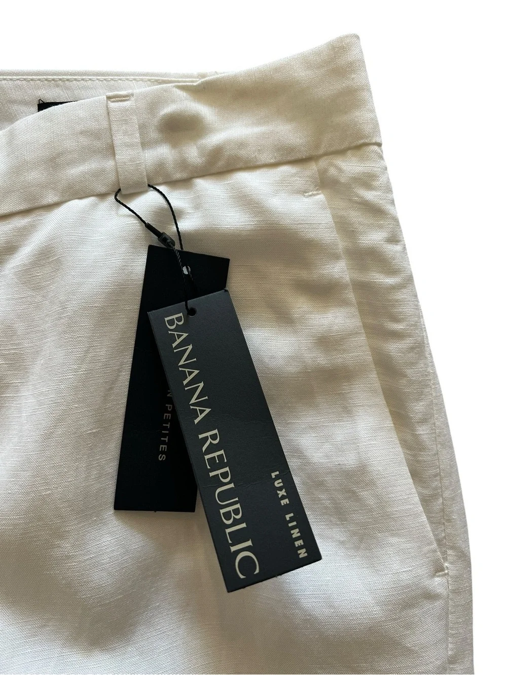 Banana Republic White Nautical Linen Blend Tailored Straight Leg Trousers-8